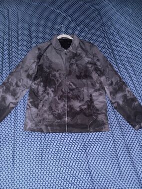 Men's Black Patterned Bomber Jacket